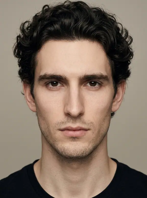 casting portrait of an AI fashion model, Northern European, age 25
